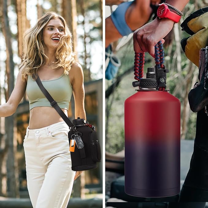 1 Gallon Insulated Water Bottle - 128oz 64oz Water Jug with Handle Paracord - Image 7