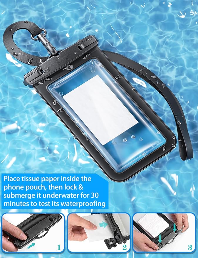 Famoby 4 Pack IP68 Waterproof Phone Pouch Adjustable Neck Lanyard Dry Bag - Image 6