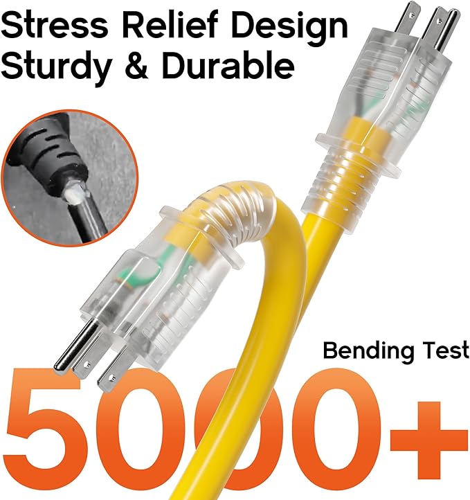 12 Gauge 50 FT Heavy Duty Outdoor Extension Cord Waterproof - Image 4
