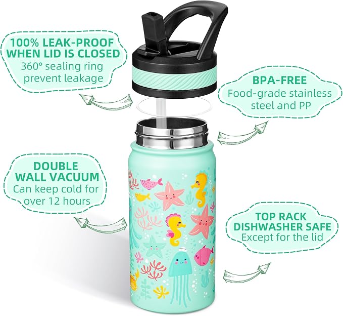 Fanhaw 14 Oz Kids Insulated Water Bottle - Image 2
