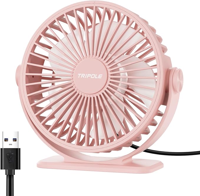 TriPole USB Desk Fan Mini Portable Personal Fan, 3 Speeds Adjustable Strong by TriPole