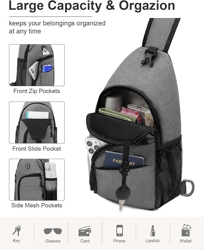 Pritent Crossbody Bags for Women Man Waterproof Sling Bag Backpack Trendy - Image 3