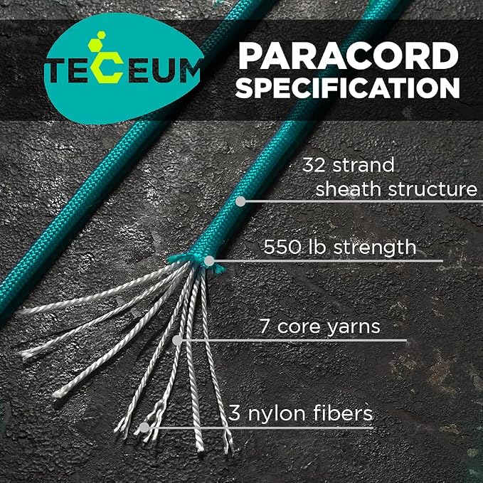 TECEUM 5/32" Paracord Rope 1000 – 1000ft / 200ft / 100ft / 50ft – Tactical - Image 2