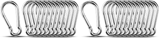 Small Carabiner Clip Hooks, 304 Stainless Steel Spring Snap Hook Fits Camping by KINLINK