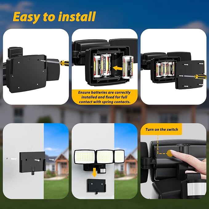 Battery Powered Motion Sensor Outdoor Lights, 1500LM Flood Lights IP65 - Image 6