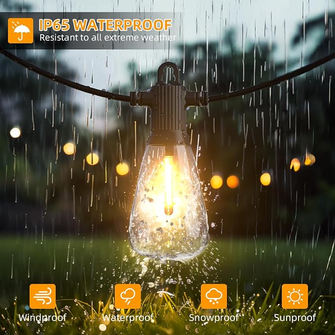LED Outdoor String Lights, 25FT Outside Waterproof Patio Lights - Image 4