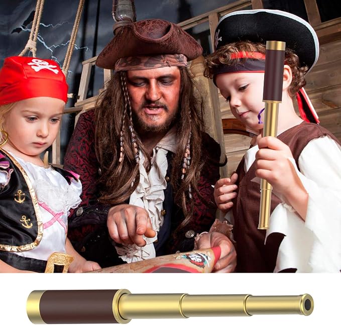 Pirate Monocular Telescope, 25x30 High Powered Zoomable Collapsible Brass - Image 8