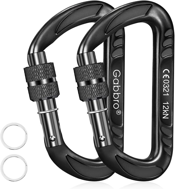 Gabbro Carabiner Clips Heavy Duty 12kN, Wiregate Aluminum Lightweight Caribeener by Gabbro