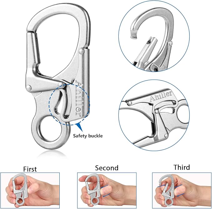 Ahiller Carabiner Clip, Double Anti-Misopening Locking Design, Key Ring Clip - Image 2