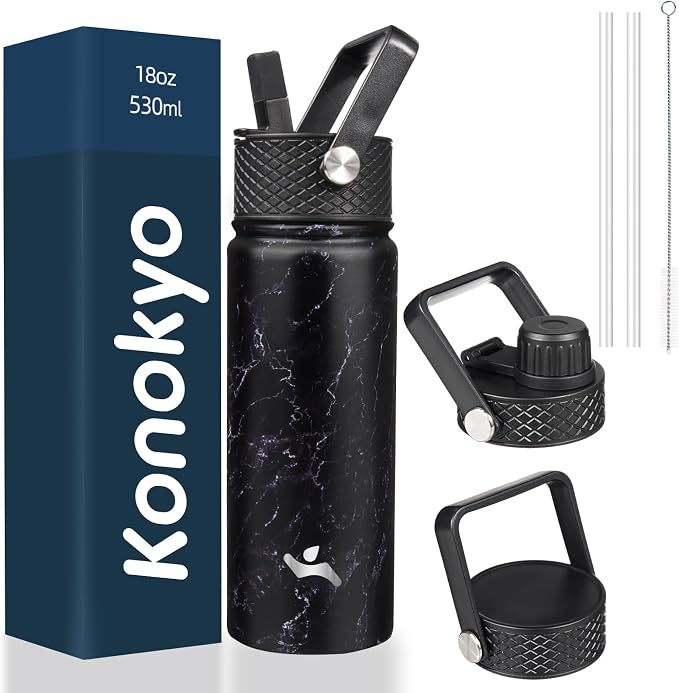 Konokyo 18 oz Insulated Water Bottle Stainless Steel Sport Bottles by Konokyo