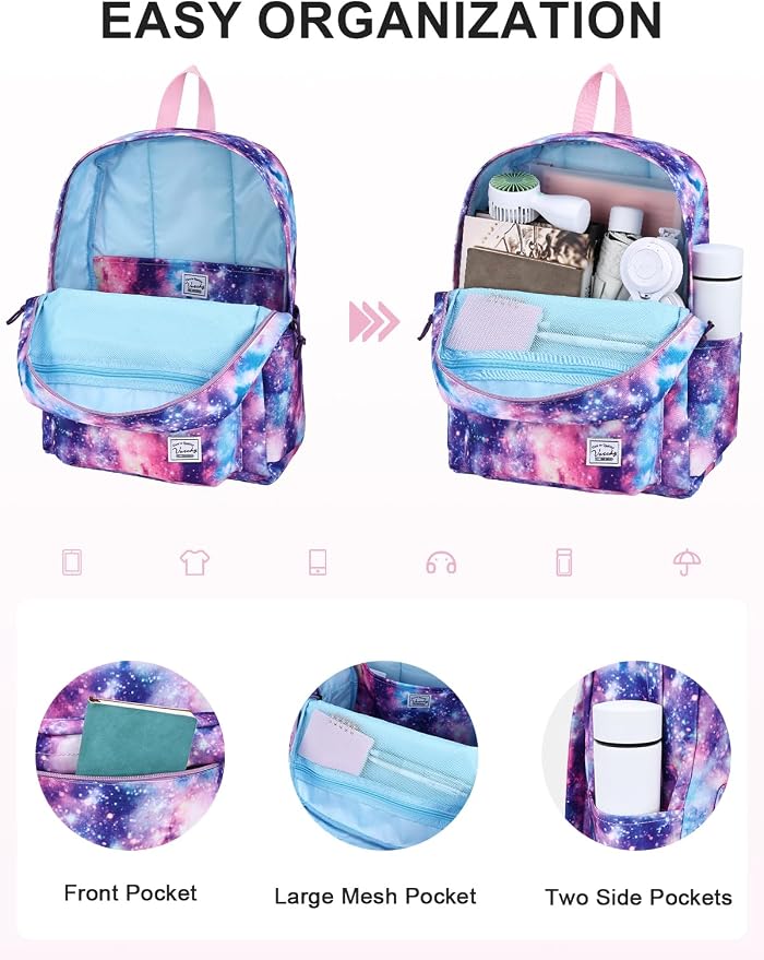VASCHY Backpack for School, Lightweight Water Resistant Bookbag Casual Daypack - Image 3