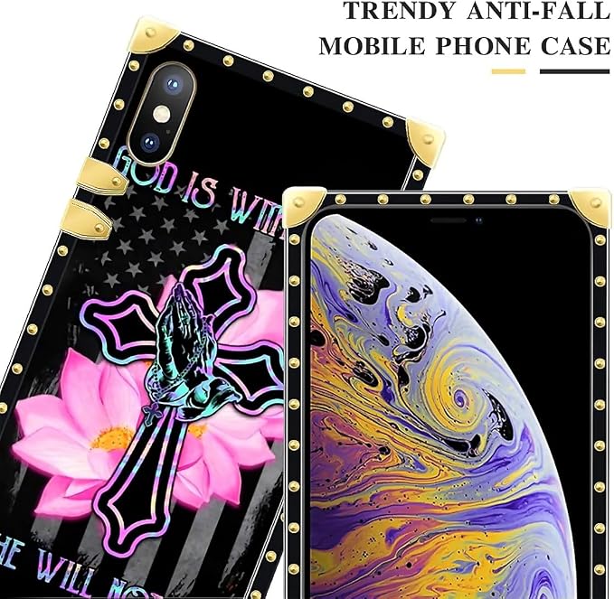 Compatible with iPhone XR Case, Praying Cross Hands Luxury Golden Decoration - Image 4