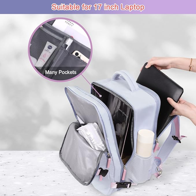 Sinaliy Carry on Backpack, Waterproof 17 Inch Laptop Backpack - Image 6