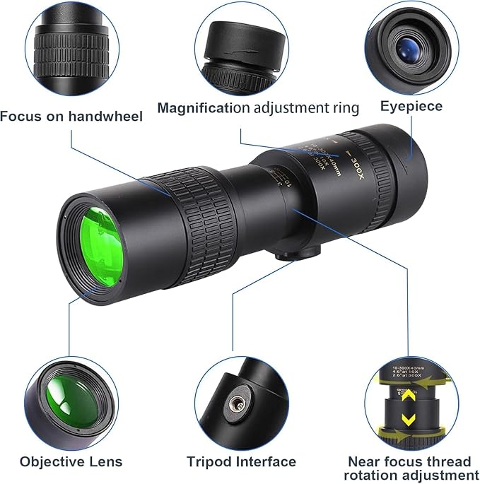 10-300x40 Monoculars for Adults High Powered–Zoom Monocular Telescope - Image 5
