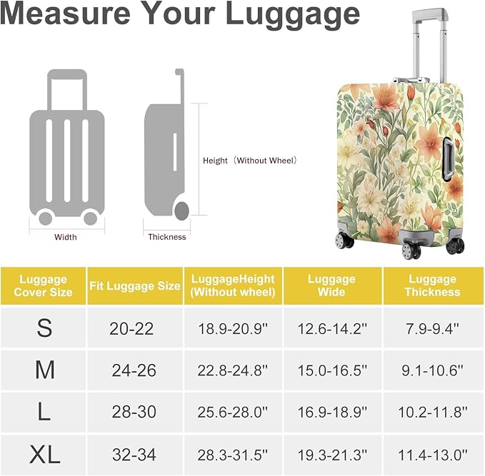 ANNA QUEEN Floral Botanical Luggage Cover, Vintage Flower Suitcase Protector - Image 4