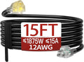 15 FT 12 Gauge Extension Cord Outdoor, Heavy Duty Weatherproof & Flame by Skrizcable