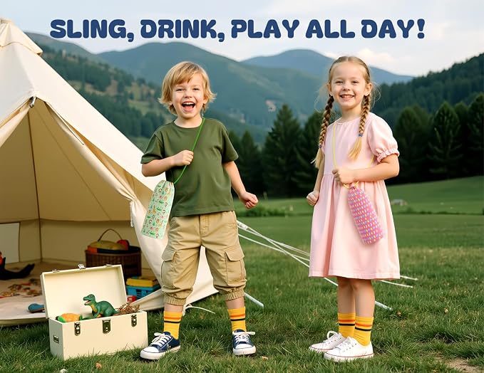 12 oz Kids Water Bottle for Girls: Leakproof, Durable Straw Spout Lid, 24H Cold - Image 2
