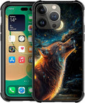 for iPhone 14 Pro Case, Star Cave Hungry Wolf Pattern Graphic Design Girl Boy by FKBRCL4U
