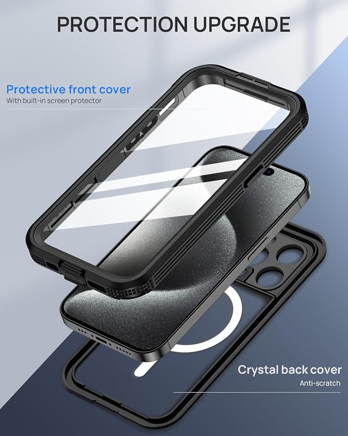Lanhiem Magnetic for iPhone 15 Pro Max Waterproof Case, Built-in Privacy Screen - Image 6