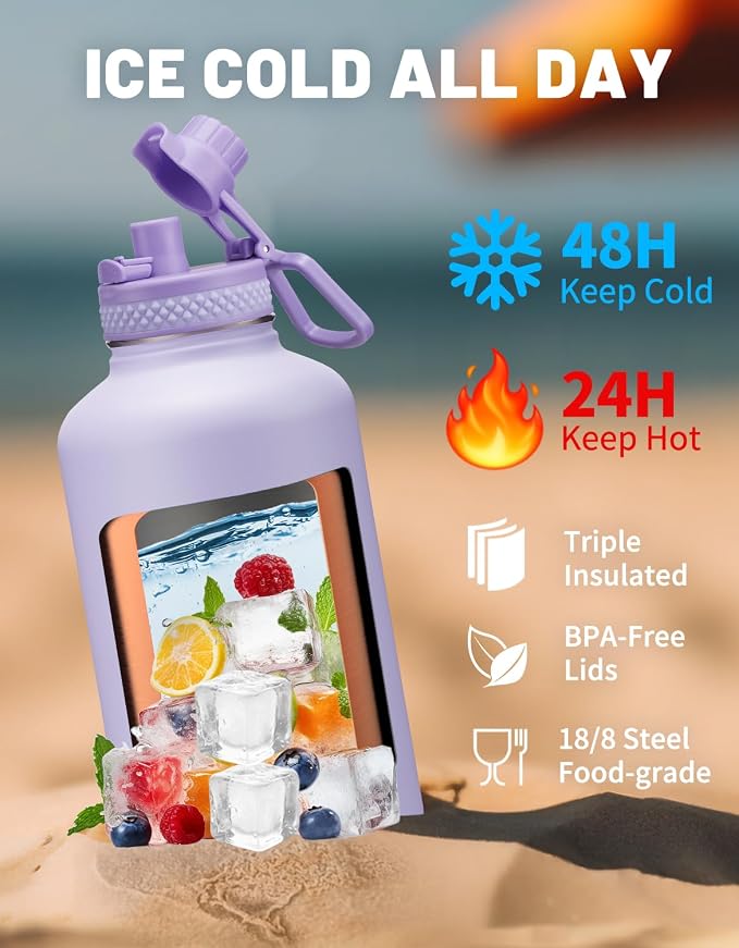 Half Gallon Water Bottle Insulated - 64 oz Water Bottle - Image 3