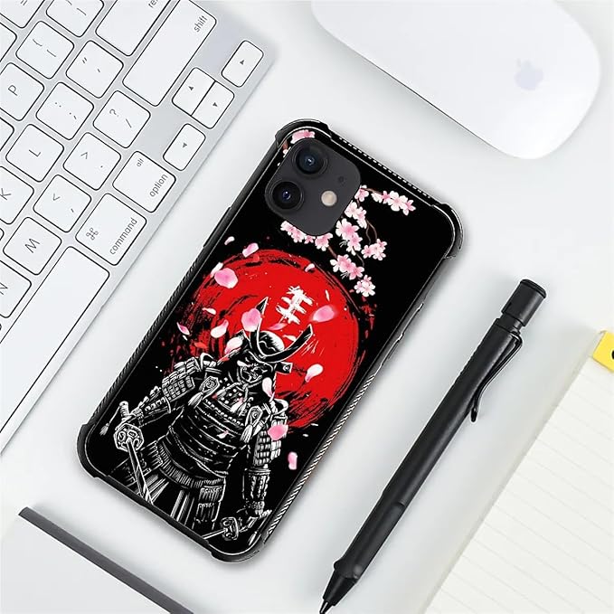 for iPhone 12/12 Pro Case, Sakura Japanese Samurai Pattern Graphic Design Girl - Image 2