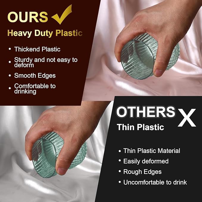 Lueumxc 40 Pack Plastic Ribbed Wine Glasses, 14Oz Origami Disposable Wine - Image 3