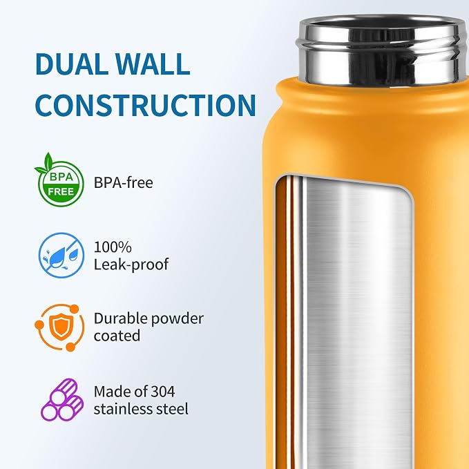 GOPPUS 20 Oz Insulated Stainless Steel Water Bottle BPA-Free Sports Water Bottle - Image 4