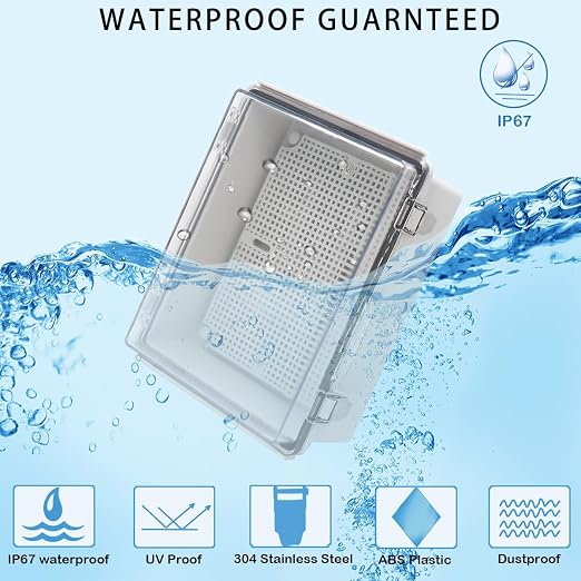 Zulkit Junction Box IP67 Waterproof Electrical Box Hinged Clear Cover Stainless - Image 2