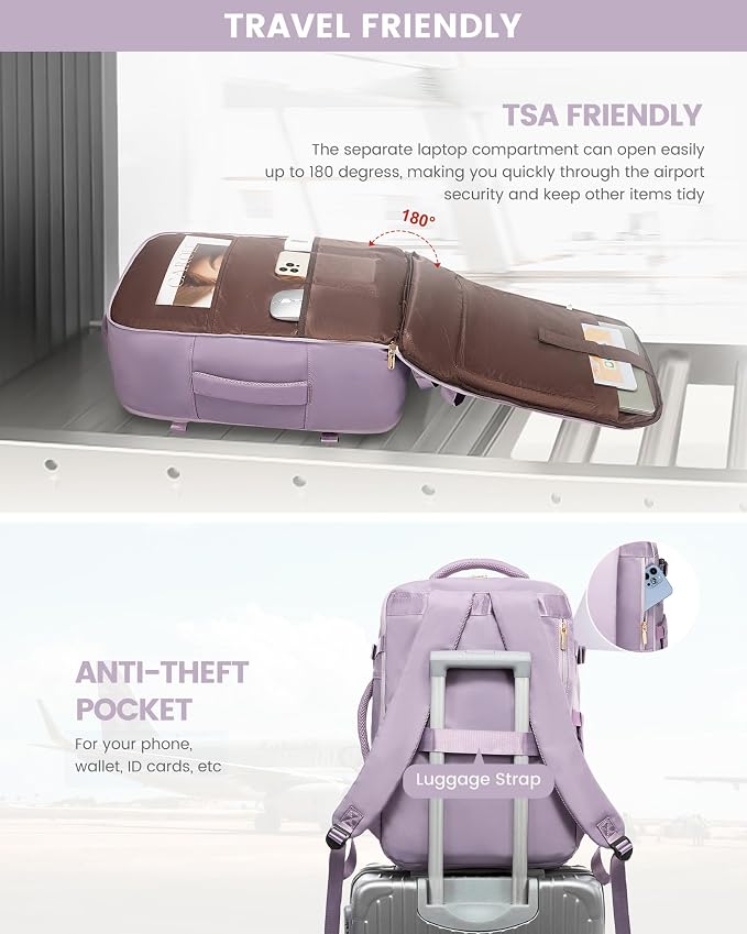 LOVEVOOK Large Travel Backpack for Women, TSA Carry on Backpack for Airplanes - Image 4
