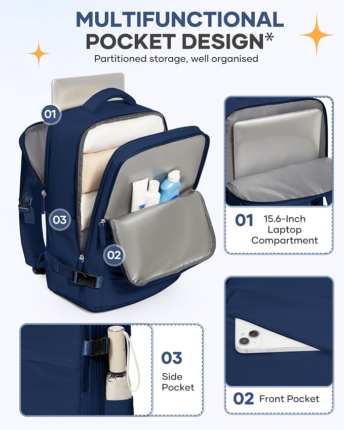 coofay Travel Backpack Carry On Backpack Personal Item Travel Bag Mochila De - Image 5