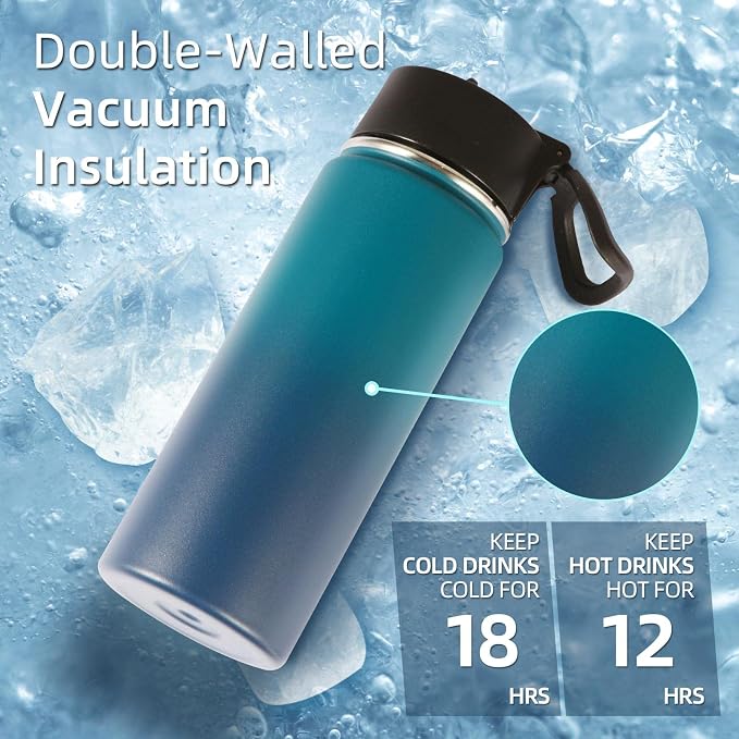 Volhoply 18oz Insulated Water Bottle Bulk 2 Pack, Kids Stainless Steel Water - Image 5