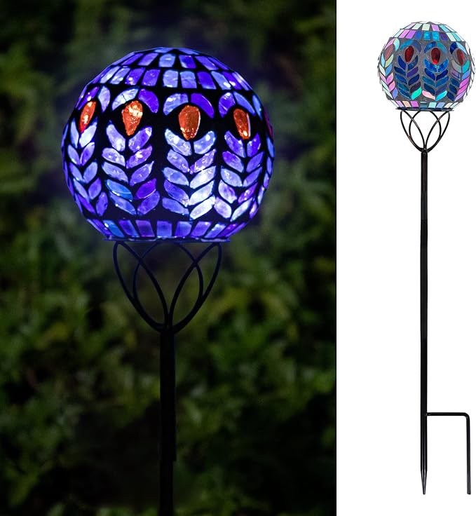 VCUTEKA Solar Lights Outdoor Garden Decor Mosaic Solar Garden Lights Waterproof by VCUTEKA