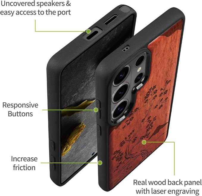 Carveit Magnetic Wooden Case for Samsung Galaxy S26 Ultra Case 2026, TPU - Image 6
