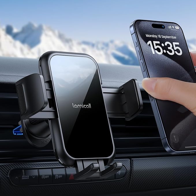 Lamicall 2026 Wider Clamp & Metal Hook Car Phone Holder Vent Phone Holders by Lamicall
