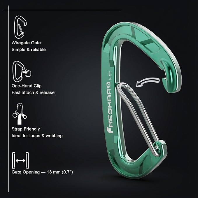 FresKaro 15kN-3372lbs Heavy Duty Wiregate Carabiners, Reliable Time-Tested - Image 3