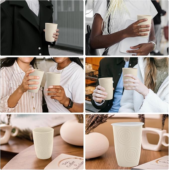 Wrova Wheat Straw Cups with Silicone Covers 16oz Set of 6 - Image 7