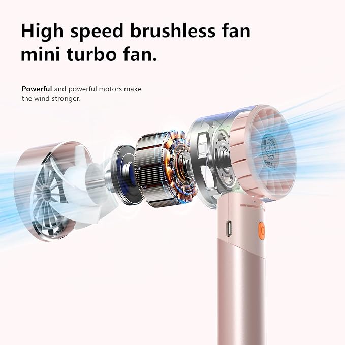 Handheld Fan, Portable Turbo Fan, Powerful Personal Fan, USB Rechargeable Mini - Image 3