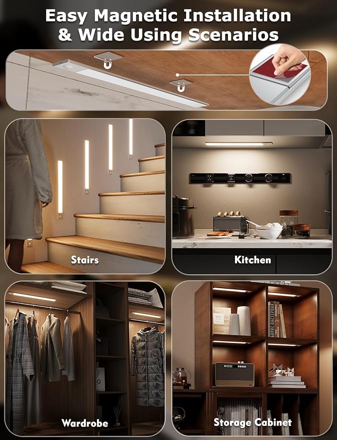16" Ultra-Thin Under Cabinet Lighting Wireless, Aluminum Alloy Under Counter - Image 6