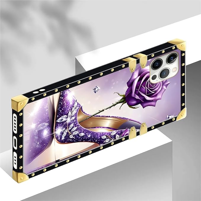 Compatible with iPhone 12 Pro Max Case, High Heeled Purple Diamond Rose Luxury - Image 4
