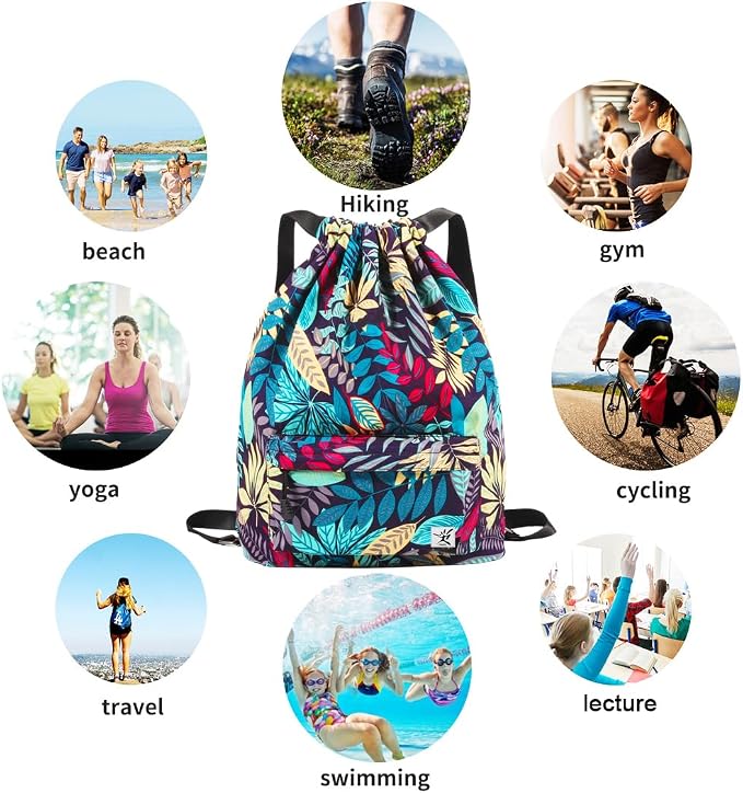 Waterproof Drawstring Bag, Gym Bag Sackpack Sports Beach Backpack - Image 5