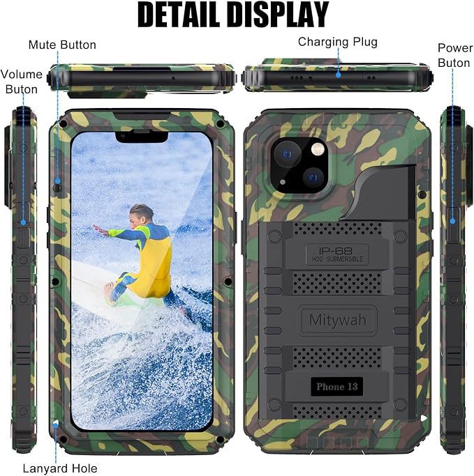 Mitywah Waterproof Case for iPhone 13, Heavy Duty Military Grade Protection - Image 6