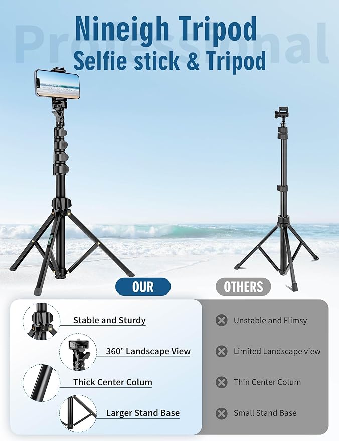 Nineigh Phone Tripod, Aluminum Tripods Stand - Image 7