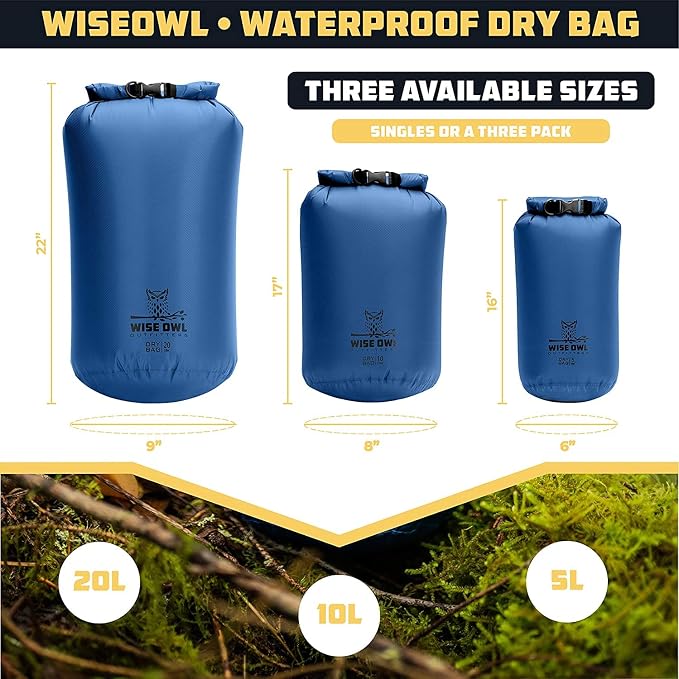 Wise Owl Outfitters Waterproof Dry Bag 3-Pack – Lightweight & Airtight - Image 3