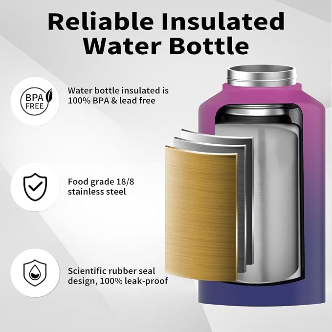 WATERSY 2/3 Gallon Water Bottle Insulated, BPA Free&Leak Proof, 87oz Stainless - Image 3