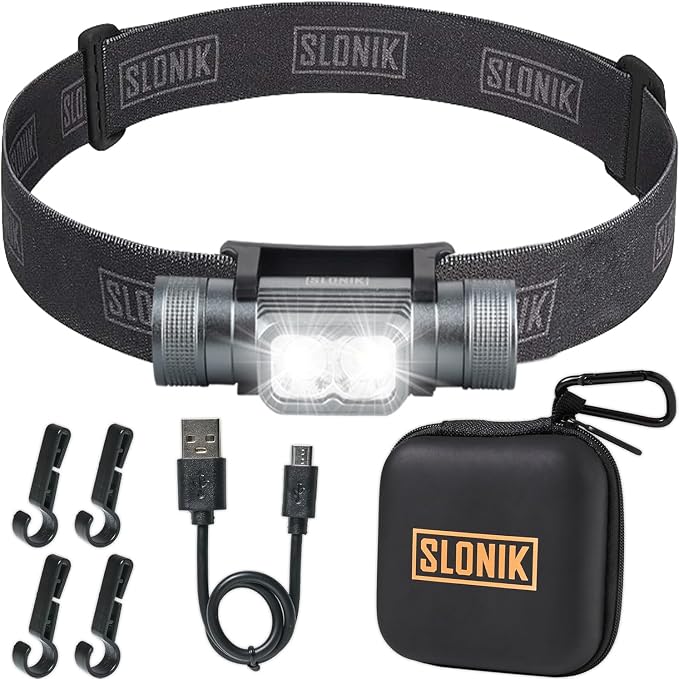 SLONIK Rechargeable Headlamp for Adults by SLONIK