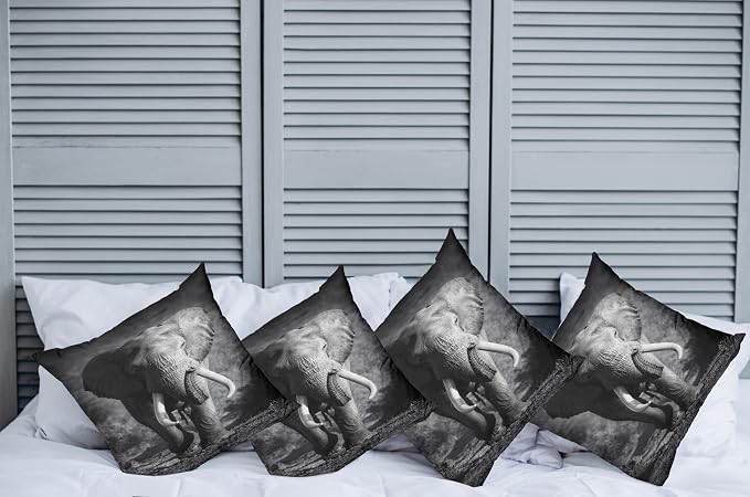 Ambesonne Elephant Throw Pillow Cushion Case Pack of 4, Majestic Elephant Bull - Image 2