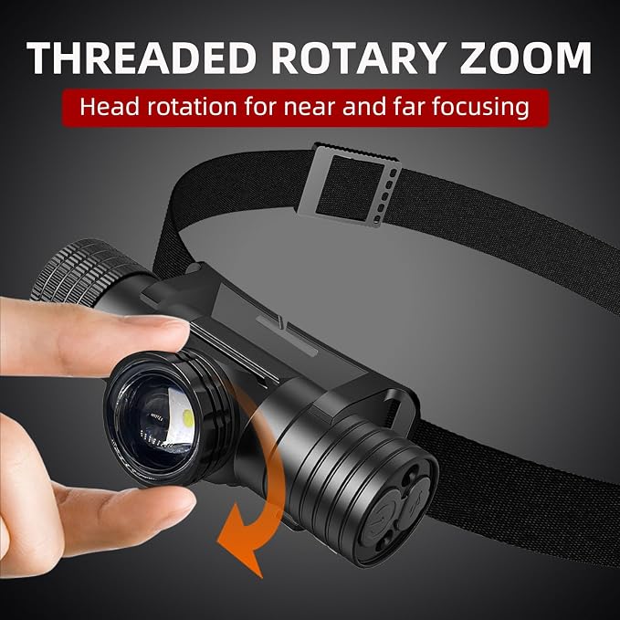 Headlamp Rechargeable, Super Bright Zoomable Headlamps, IPX6 Waterproof - Image 5