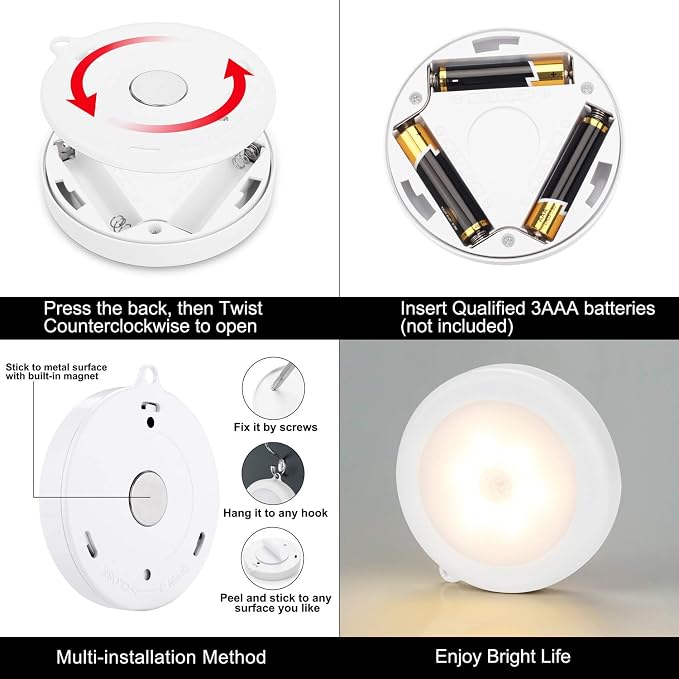 Mlambert 4 Pack Motion Sensor LED Night Light, Cordless Battery-Powered - Image 3