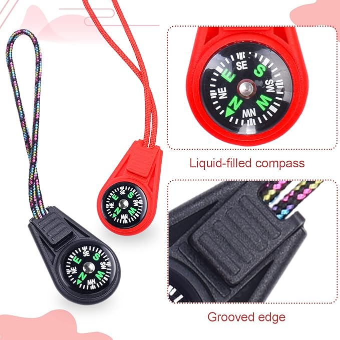 Mini Compass for Kids Compass Keychain，Button Compass Bulk kit，Paracord Hiking - Image 3
