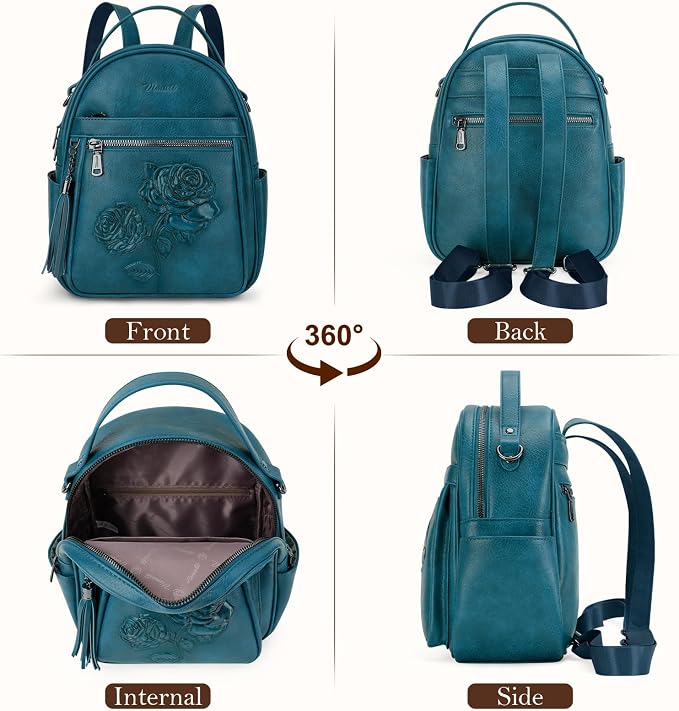 Mini Backpack Purse for Women, Embossed Vegan Leather Small Backpack Fashion - Image 4